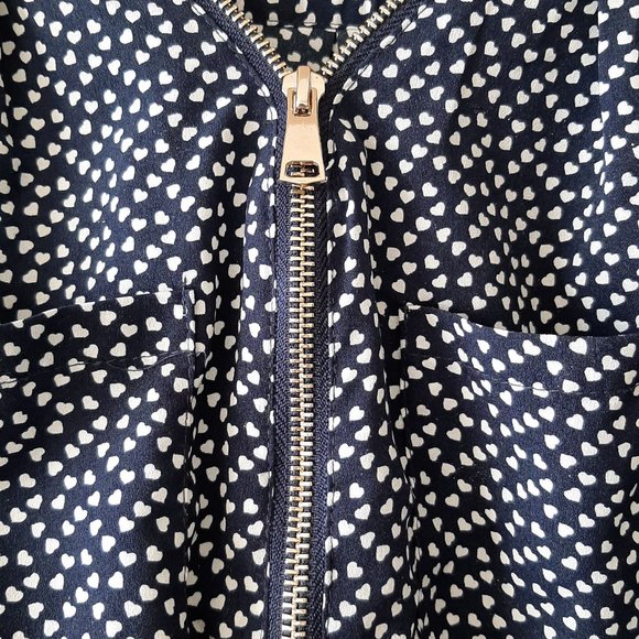 Stella Tweed Heart Print Blouse - Navy - Size Small - Picture 5 of 6